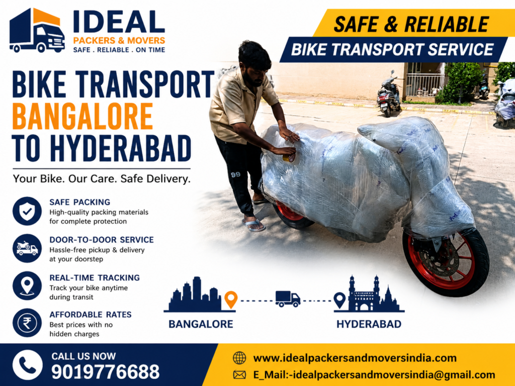 Bike Transport from Bangalore to Hyderabad, Bike Parcel Services